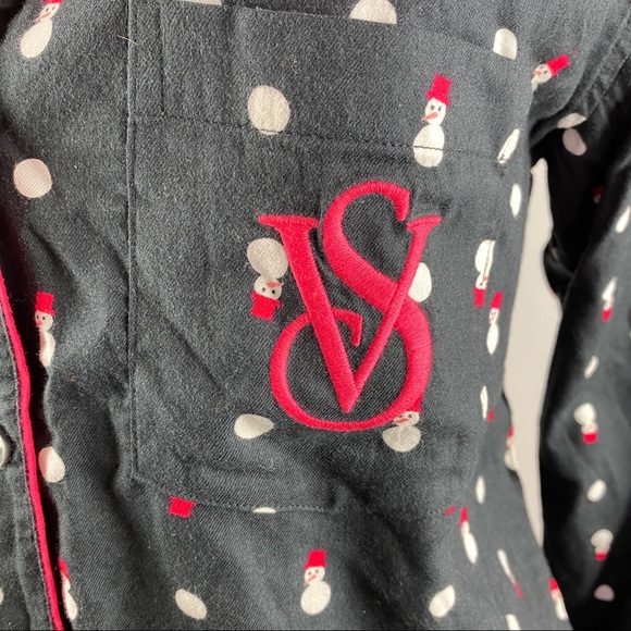 Victoria's Secret Black Flannel Snowman Pajamas - Picture 4 of 10